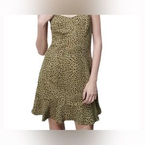 Zara green animal print mini slip dress